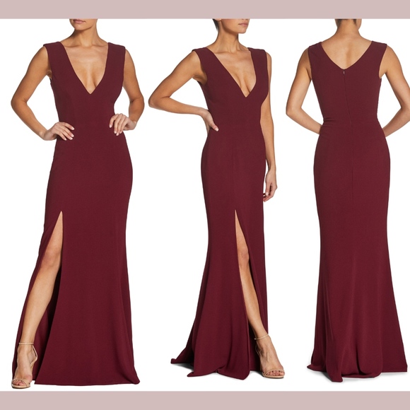 Dress the Population Sandra Plung‎ Crepe Trumpet Gown Red [SZ Small ] - Picture 1 of 9